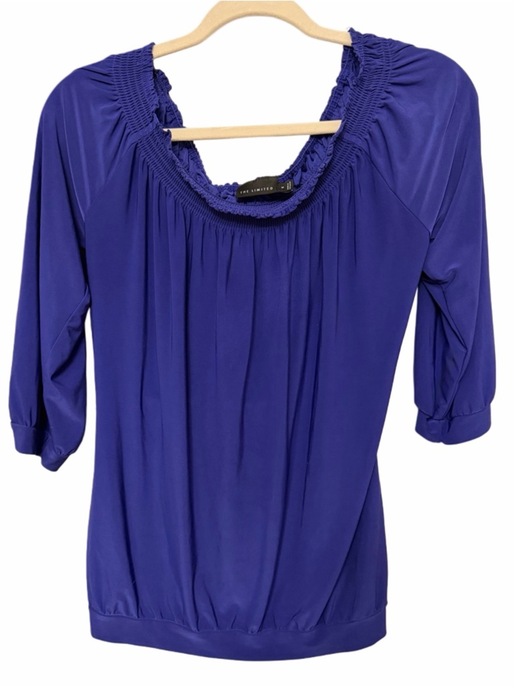 Royal Blue Smocked Peasant Blouse Top Medium 💙